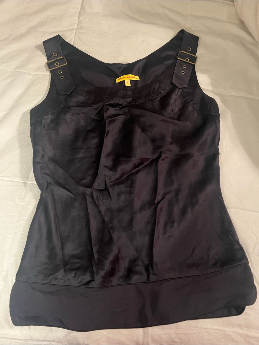 Black Silk Buckle-Detail Camisole